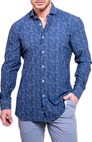 Maceoo Einstein Print Button-Up Shirt