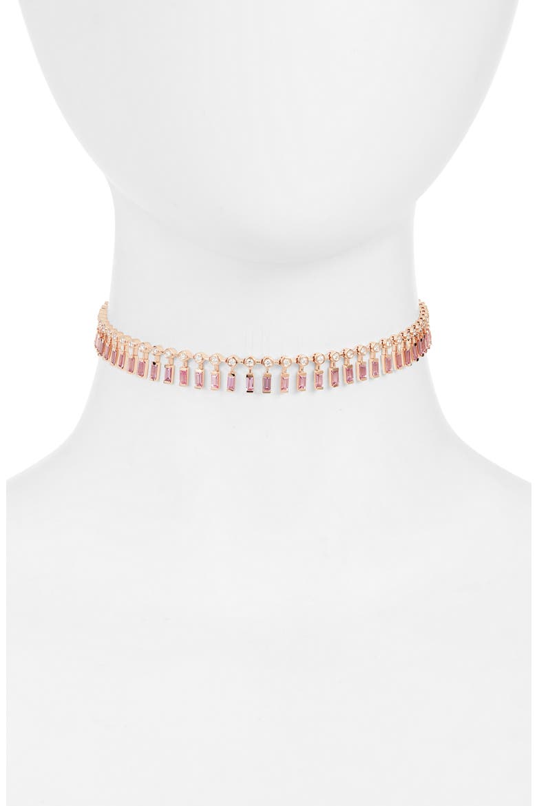 Dot Dash Diamond & Sapphire Choker, Main, color, ROSE GOLD
