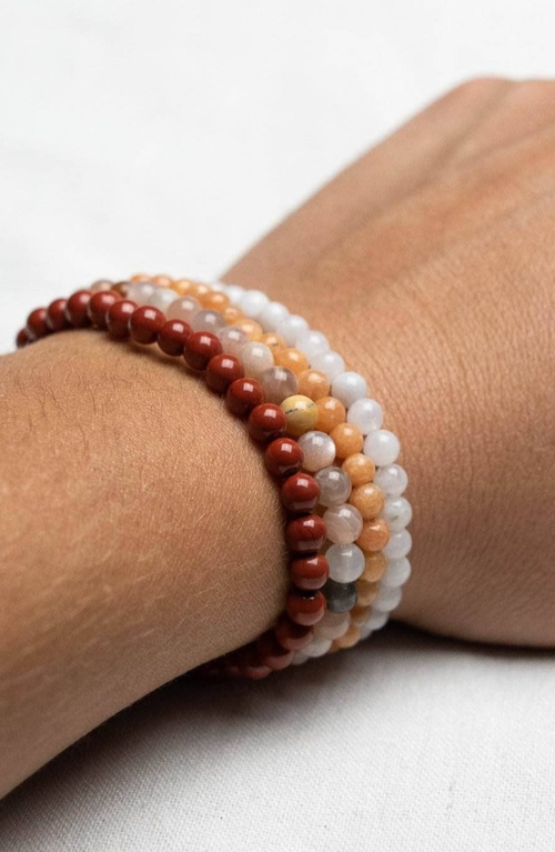 Tiny Rituals Cancer Bracelet Set In White/red/orange