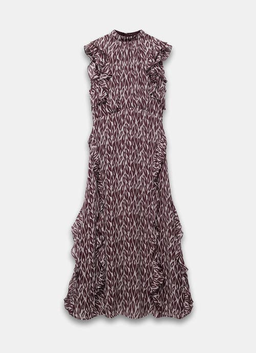 Mint Velvet Printed Maxi Dress In Burgundy