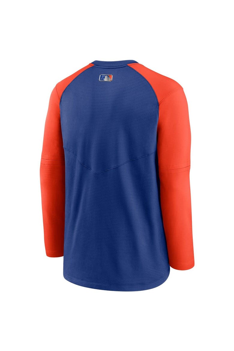 Men's Nike Royal/Orange New York Mets Authentic Collection Pregame Performance Raglan Pullover Sweatshirt, Alternate, color, Royal