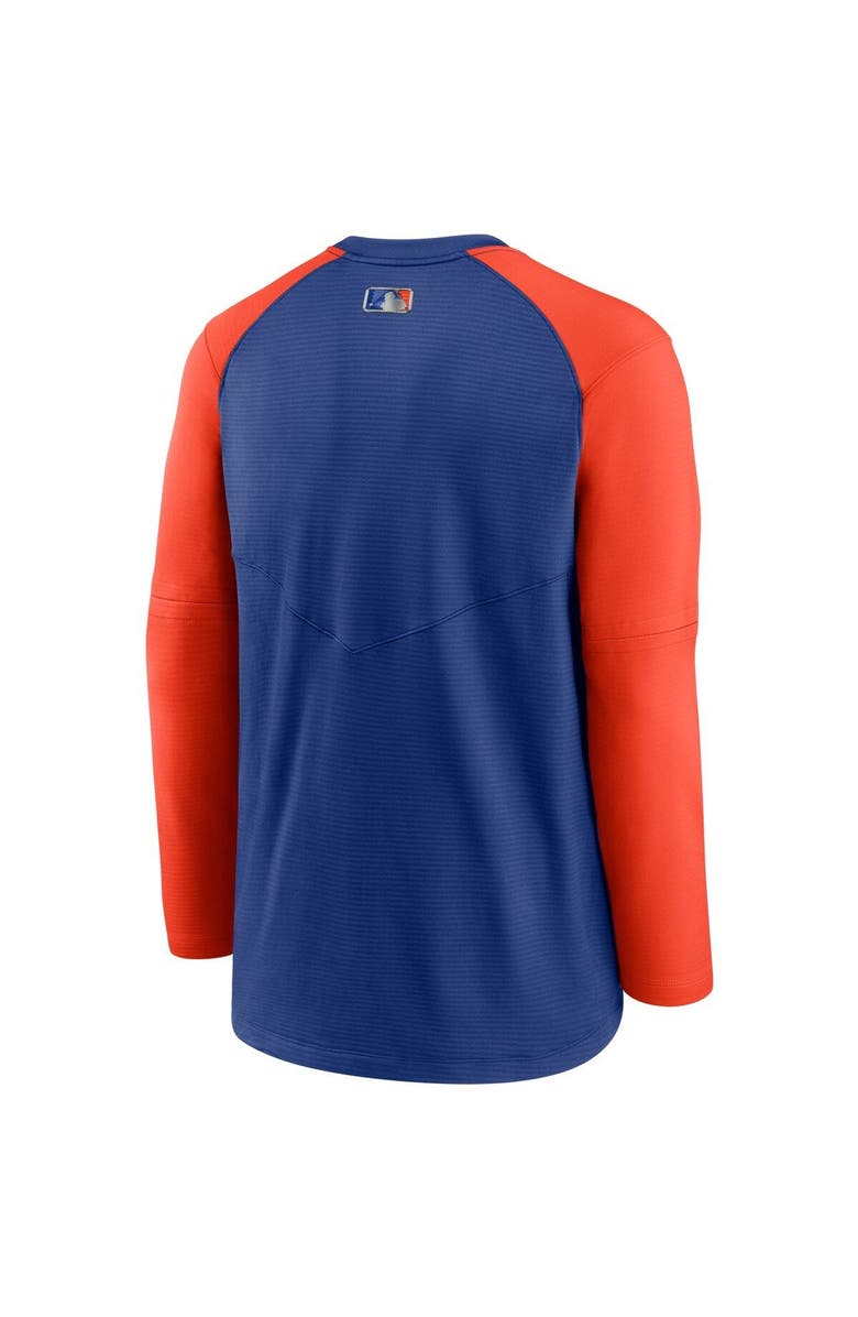 Nike Men's Nike Royal/Orange New York Mets Authentic Collection Pregame Performance Raglan Pullover Sweatshirt, Alternate, color, 