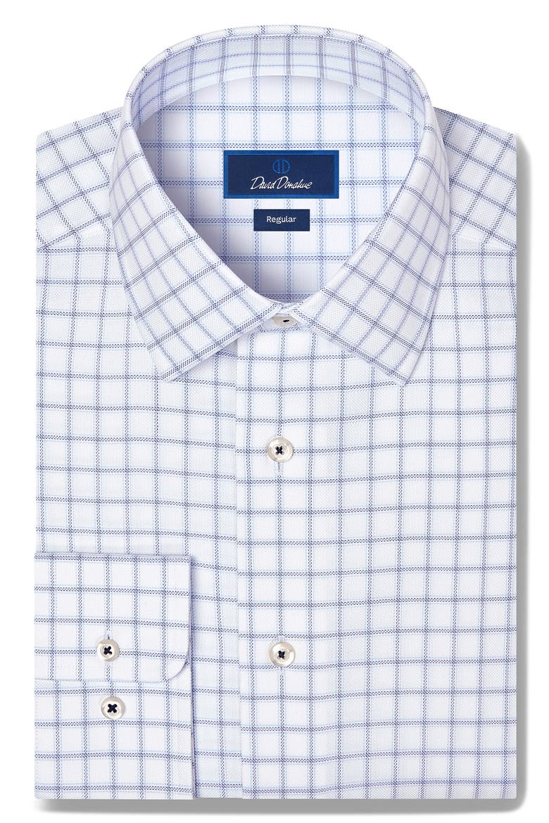 Regular Fit Windowpane Check Dress Shirt, Main, color, WHITE/ NAVY
