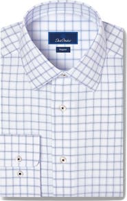 David Donahue Regular Fit Windowpane Check Dress Shirt