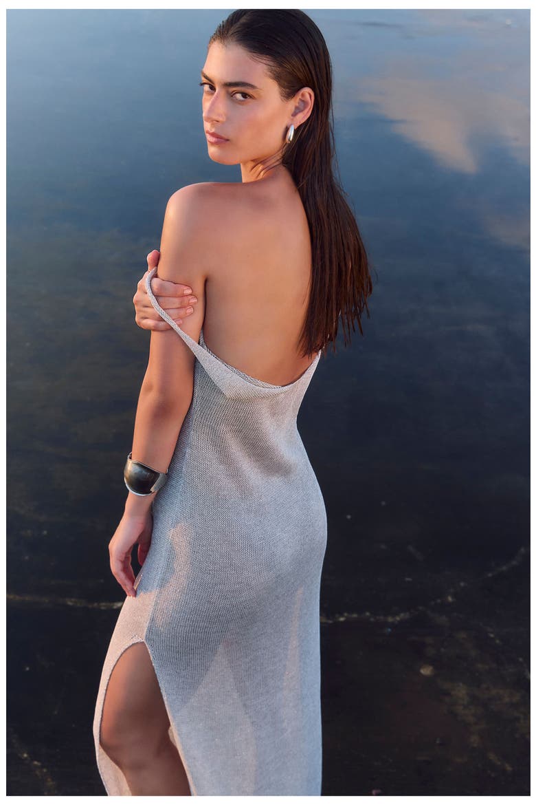 Solar Shimmer Knit Dress Cover-Up, Alternate, color, Grey-Silver