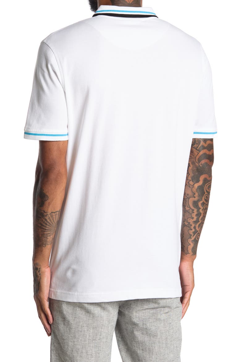 Stripe Trim Logo Polo, Alternate, color, WHITE
