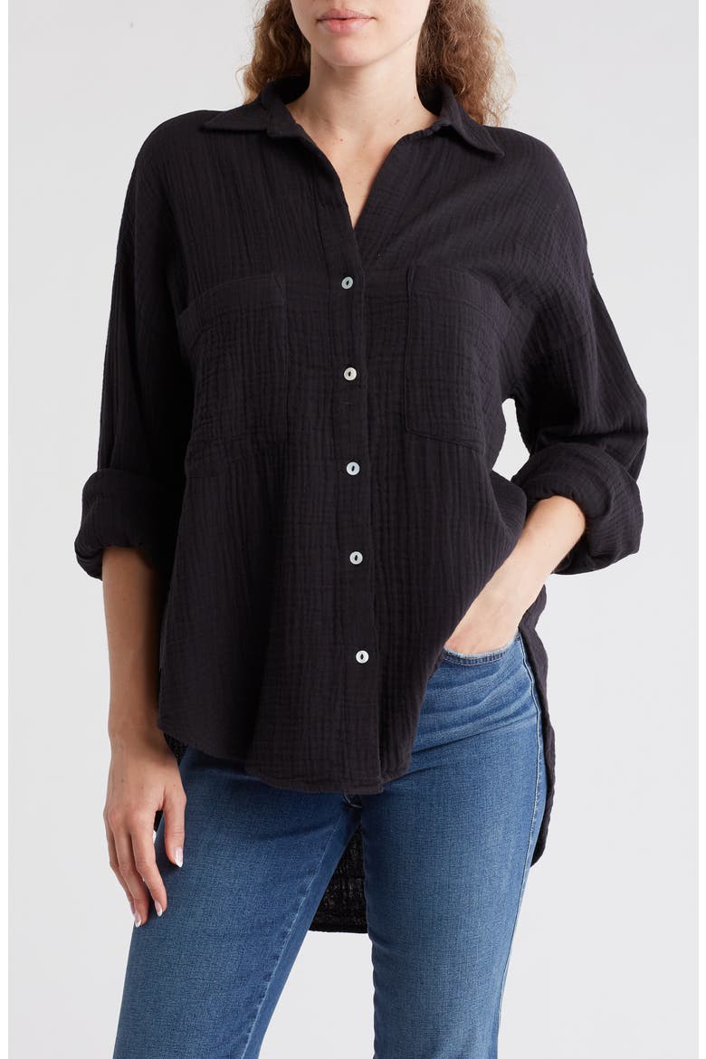 Topshop Cotton Gauze Button-Up Shirt (Women) | Nordstromrack