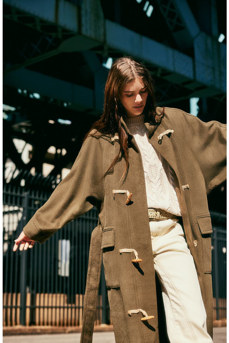 Alma Long Duffle Coat, Alternate, color, HEATHERED COFFEE
