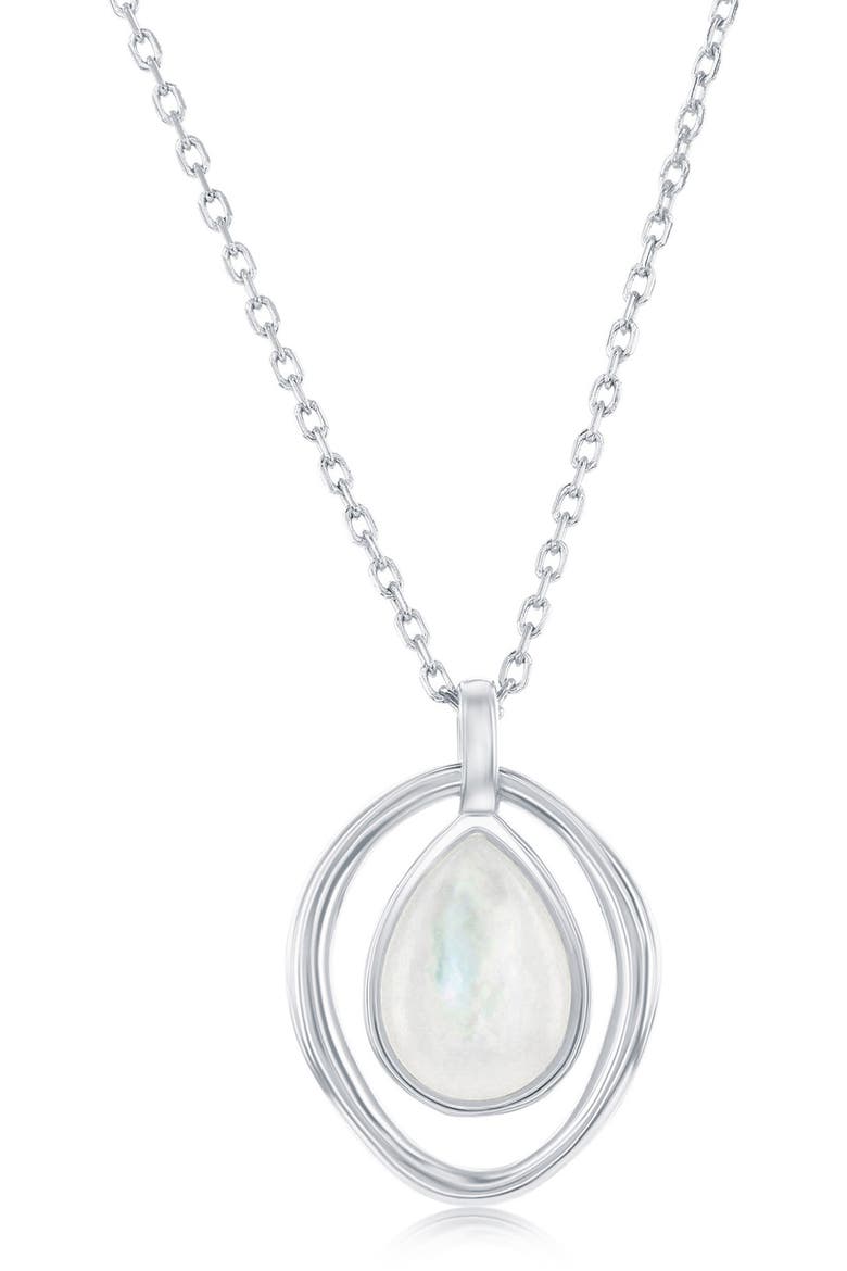 Pear Mother-of-Pearl Pendant Necklace, Main, color, SILVER