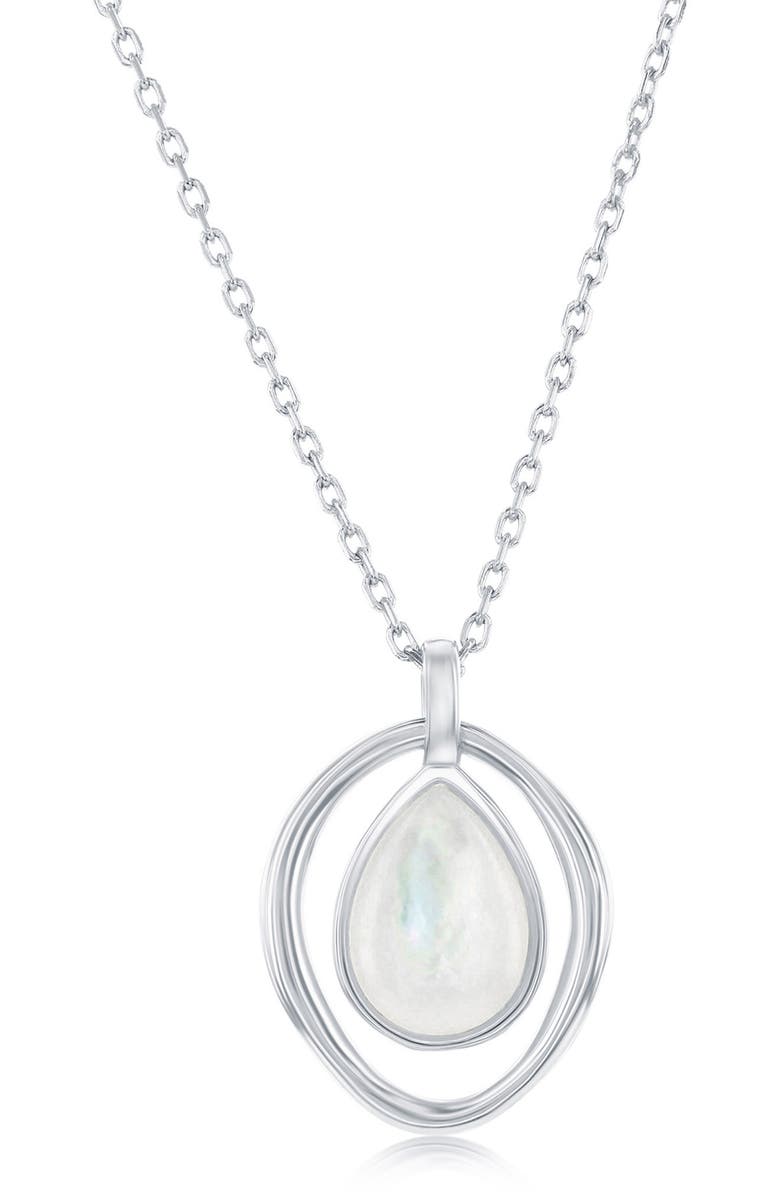SIMONA Pear Mother-of-Pearl Pendant Necklace, Main, color, Silver