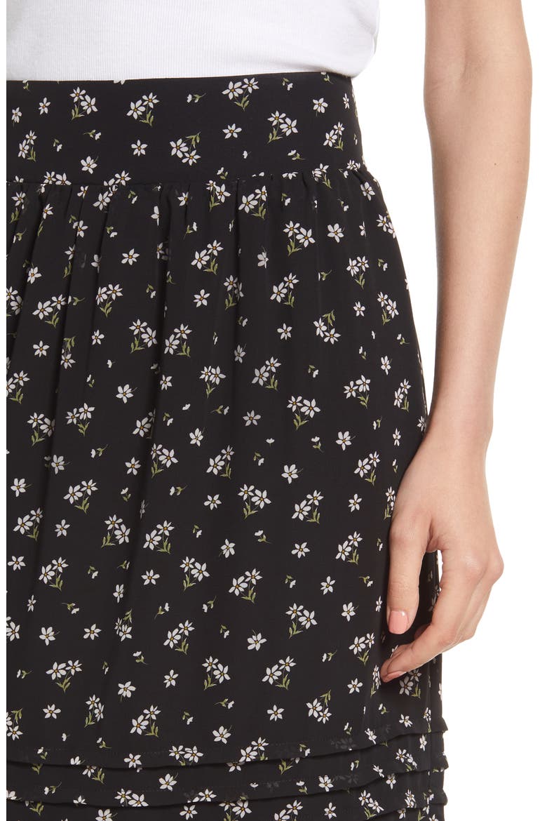 Kusama Tiered Pleated Maxi Skirt, Alternate, color, DITSY FLORAL TRUE BLACK