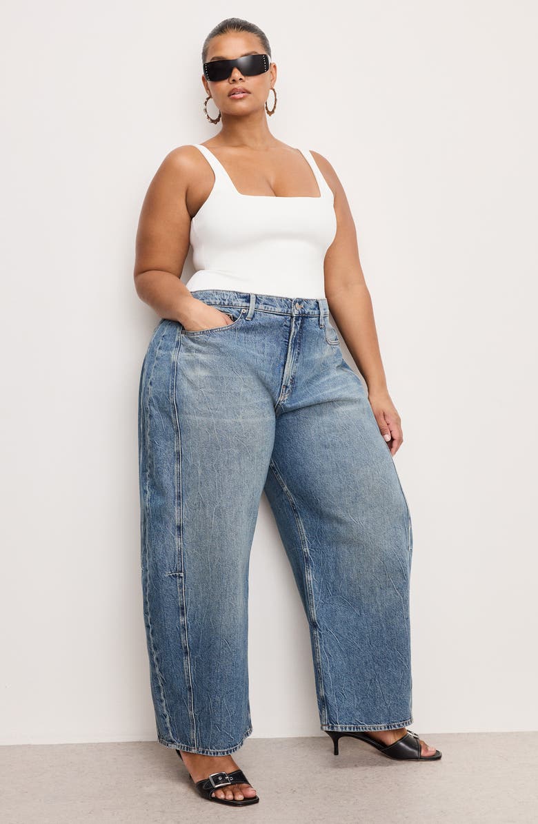 Good American Good Extreme Super High Waist Barrel Jeans, Alternate, color, Indigo966