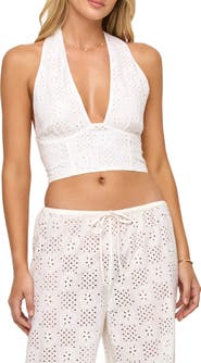 LSPACE In Bloom Cotton Eyelet Halter Top