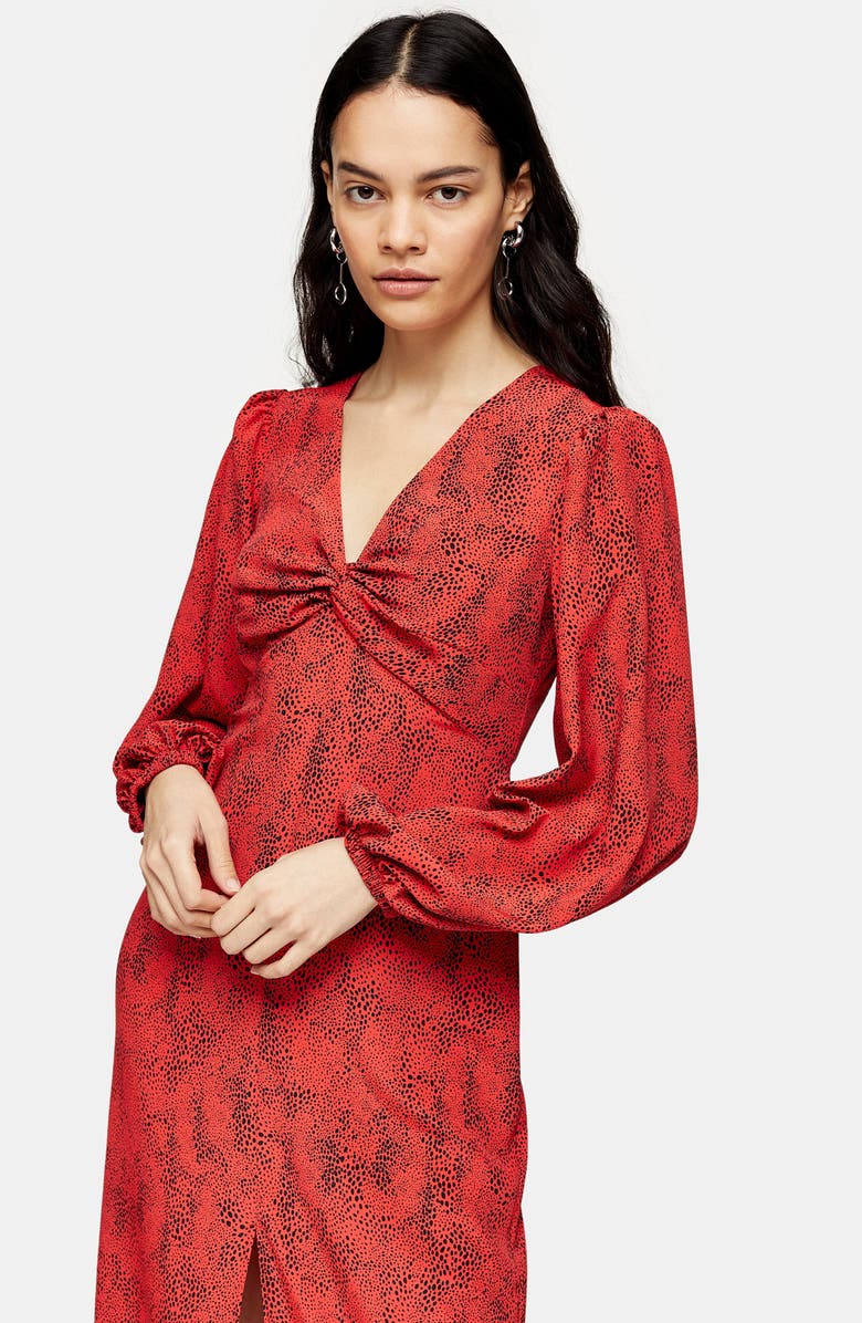 Topshop Animal Print Long Sleeve Maxi Dress, Alternate, color,