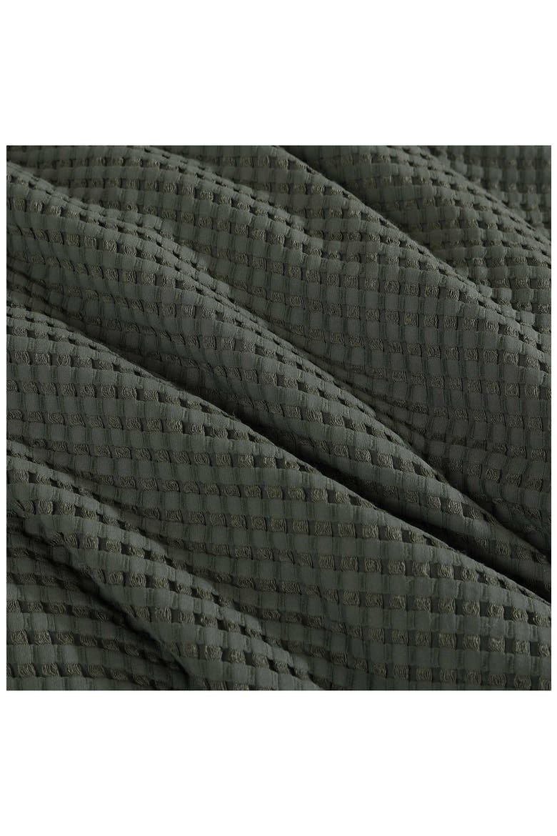 Solid Waffle Knit Duvet Cover & Sham Set, Alternate, color, DARK GREEN