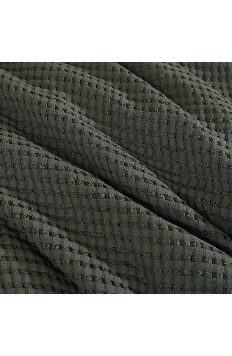 Kenneth Cole New York Solid Waffle Knit Duvet Cover & Sham Set, Alternate, color, Dark Green