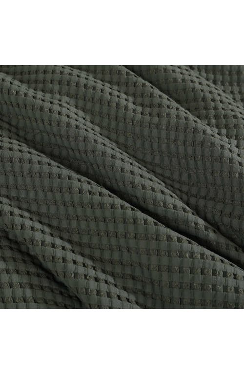 Kenneth Cole New York Solid Waffle Knit Duvet Cover & Sham Set In Dark Green