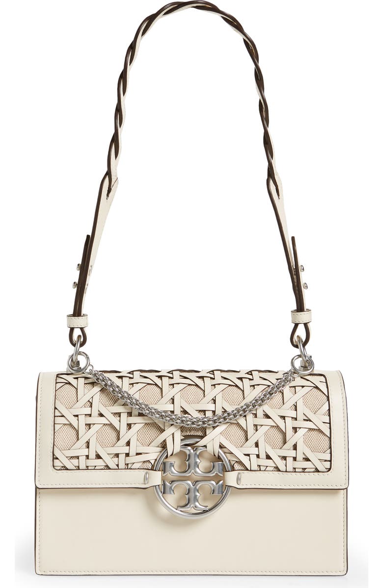 Tory Burch Miller Basket Weave Leather Shoulder Bag, Main, color,
