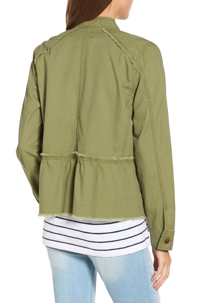 Twill Peplum Jacket, Alternate, color, OLIVE