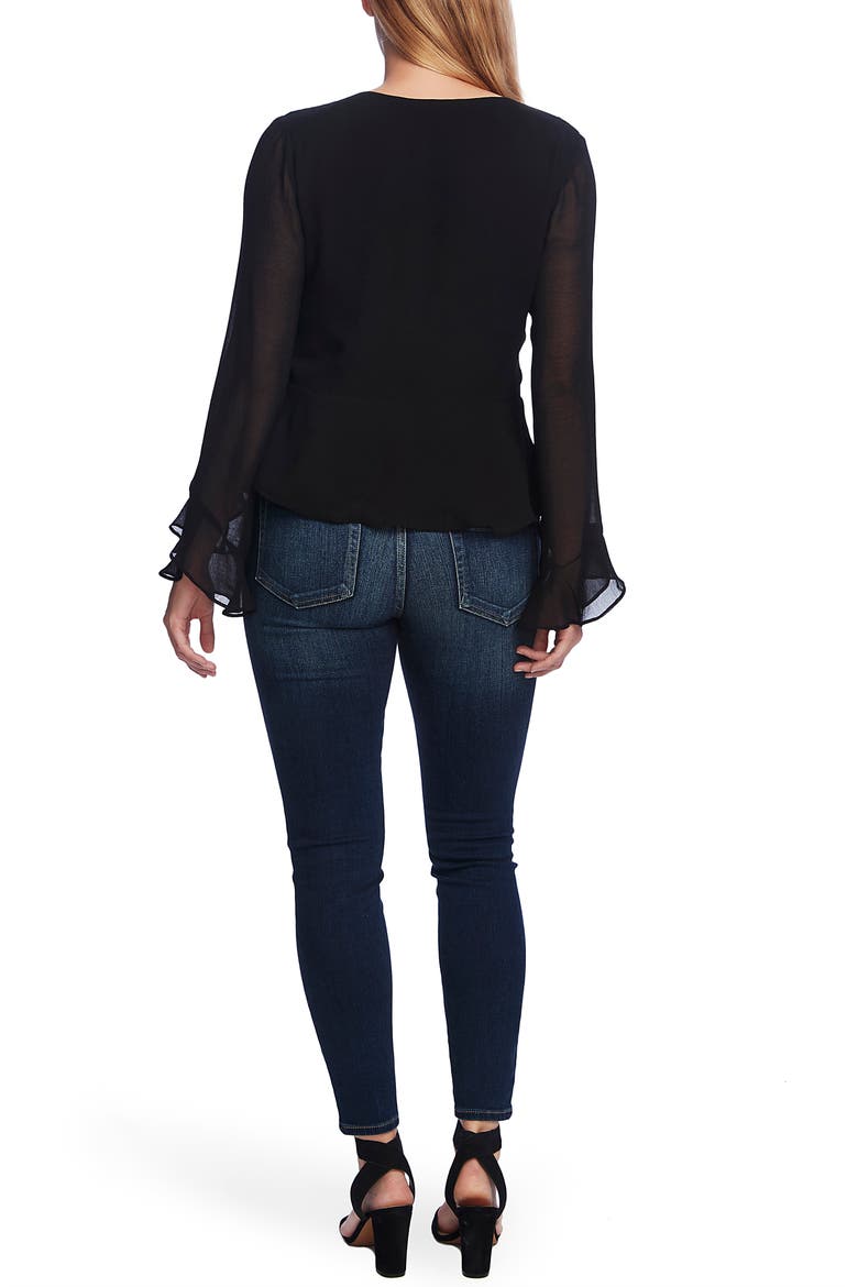 Long Chiffon Sleeve Blouse, Alternate, color, RICH BLACK