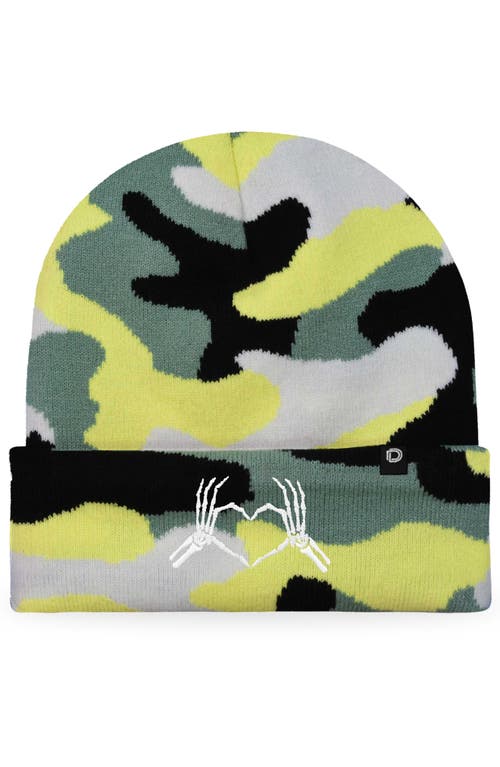 Dalix Heart Of Bones Beanie In Green Camo