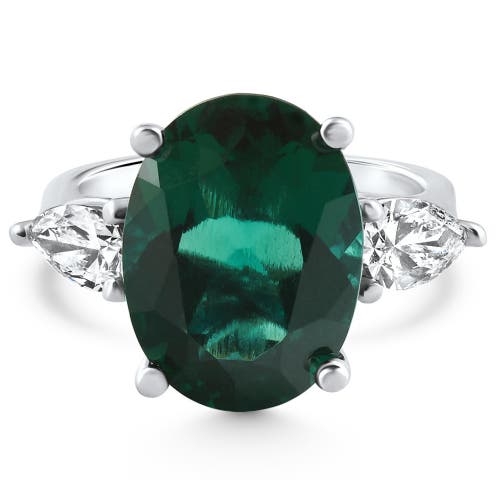 Bliss Diamond 16x12mm Emerald & 1ct Pear Shape Diamond Ring 14k Gold Lab Grown In 14k White Gold