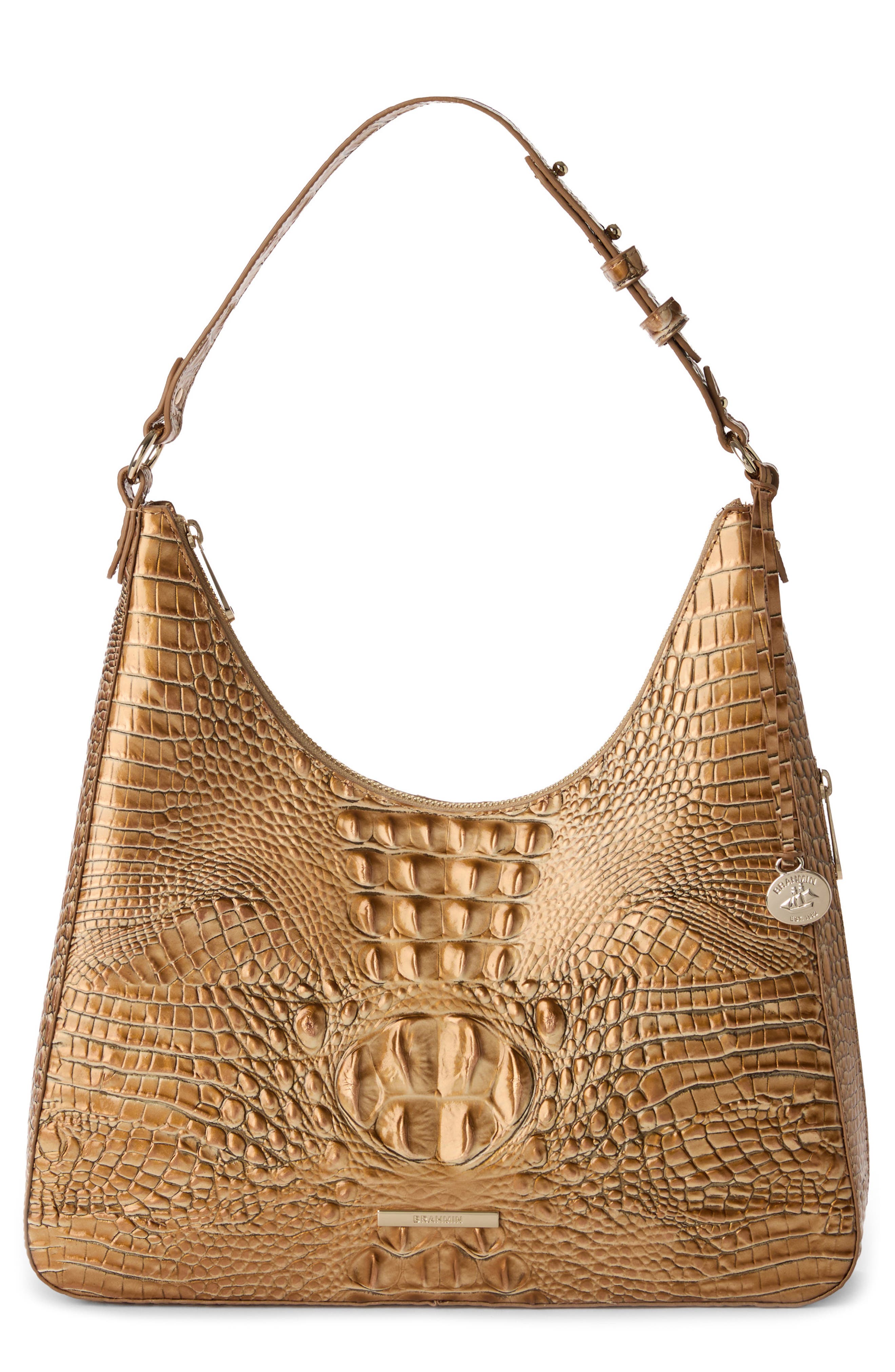 Brahmin Tabitha Croc Embossed Leather Shoulder Bag, Main, color, 