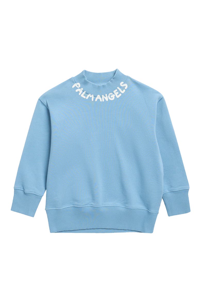 Kids' Seasonal Logo Crewneck Sweatshirt, Main, color, DUSY BLUE/ OFF WHITE