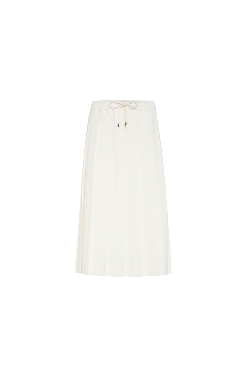 Brunello Cucinelli Techno Virgin Wool Canvas Pleated Track Skirt In White