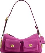 COACH Turnlock Haversack Suede Shoulder Bag