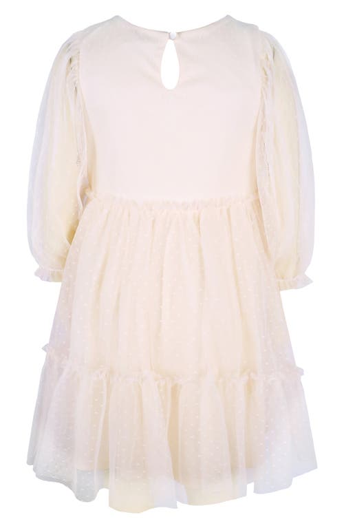 Zunie Kids' Three Quarter Sleeve Embroidered Dress In Neutral