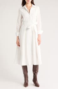 Derek Lam 10 Crosby Annette Long Sleeve Tie Waist Shirtdress