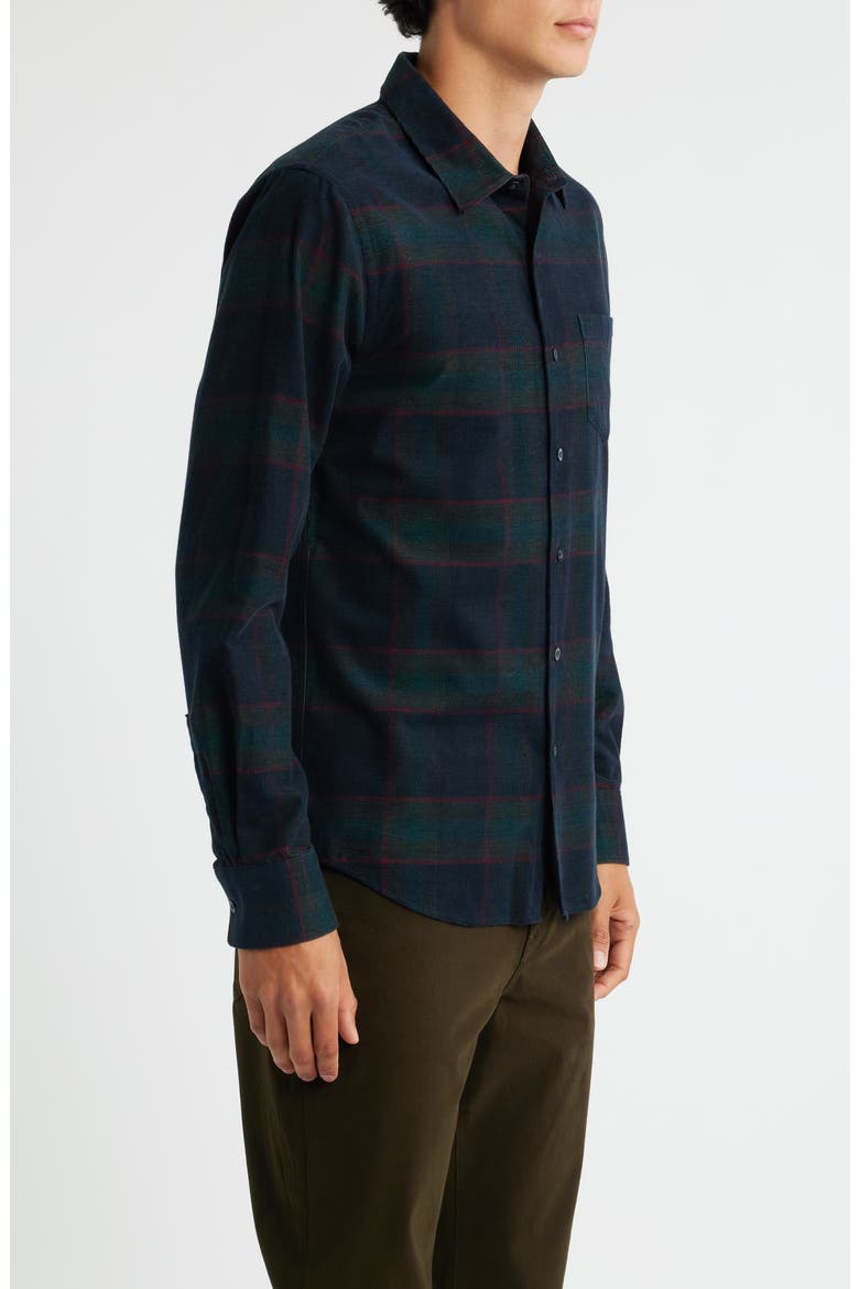 Holme Plaid Cotton Corduroy Button-Up Shirt, Alternate, color, COASTAL COMBO