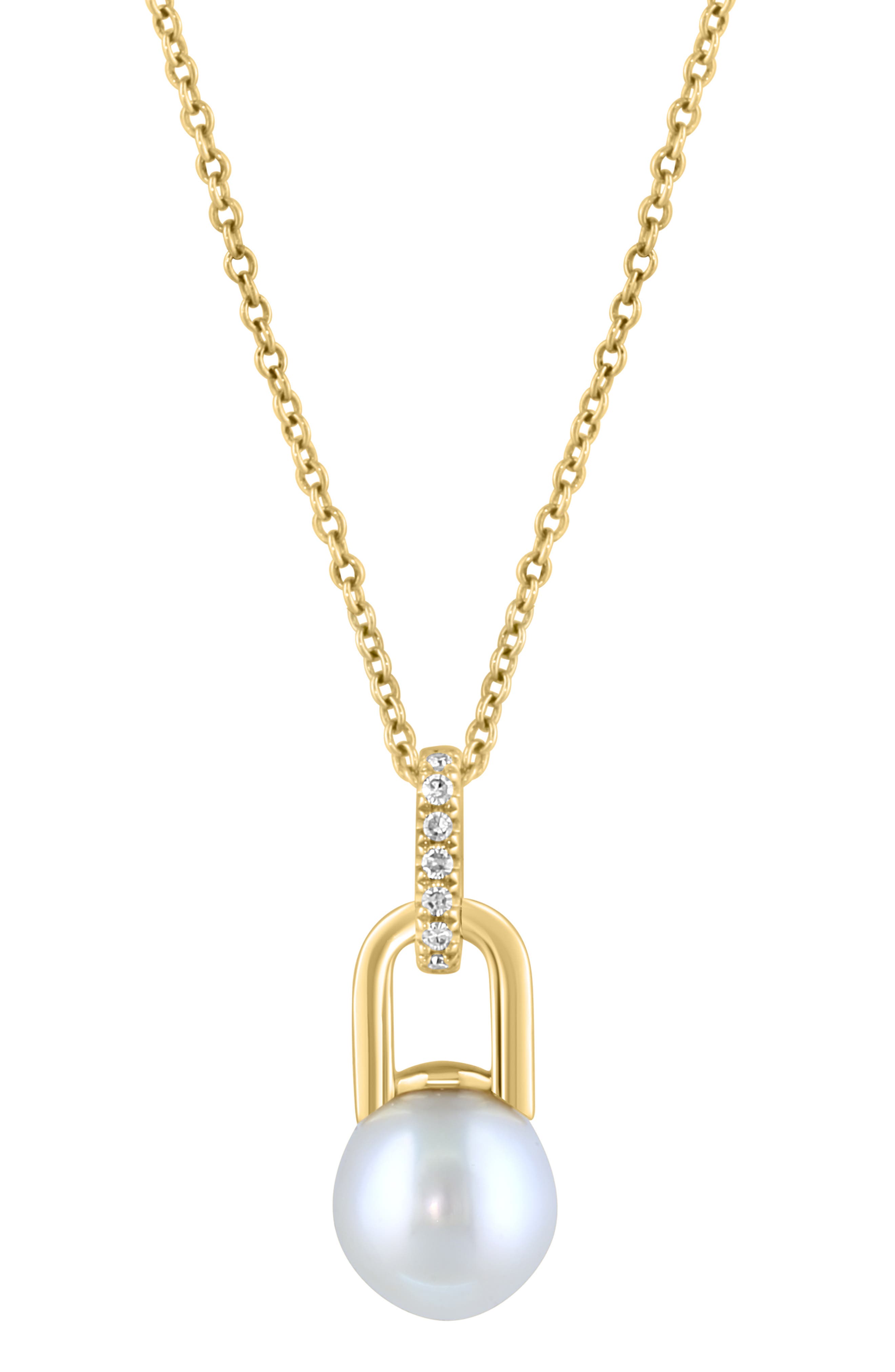 EFFY Freshwater Pearl & Diamond Pendant Necklace - 0.04ct.