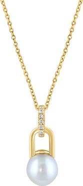 EFFY Freshwater Pearl & Diamond Pendant Necklace - 0.04ct.