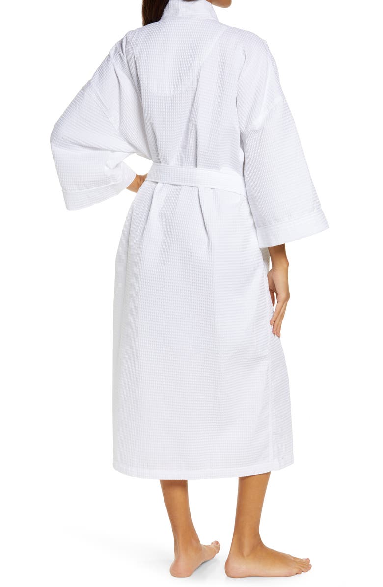 Majestic International Somerset Woven Waffle Robe, Alternate, color, White