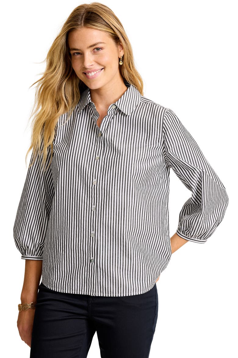 Palisade Isles Stripe Cotton Poplin Button-Up Shirt, Alternate, color, BLACK