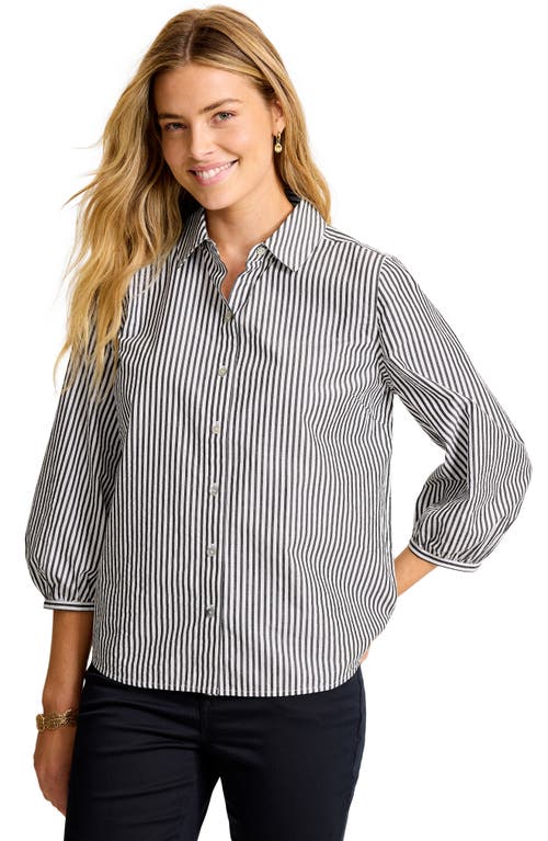 Tommy Bahama Palisade Isles Stripe Cotton Poplin Button-up Shirt In Black