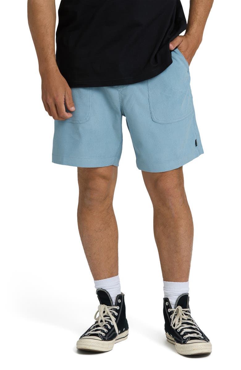 Billabong De la Cruz Water Repellent Corduroy Shorts, Main, color, Blue Fog