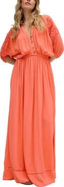Raffya Somerton Kaftan Style Embroidered Maxi Dress