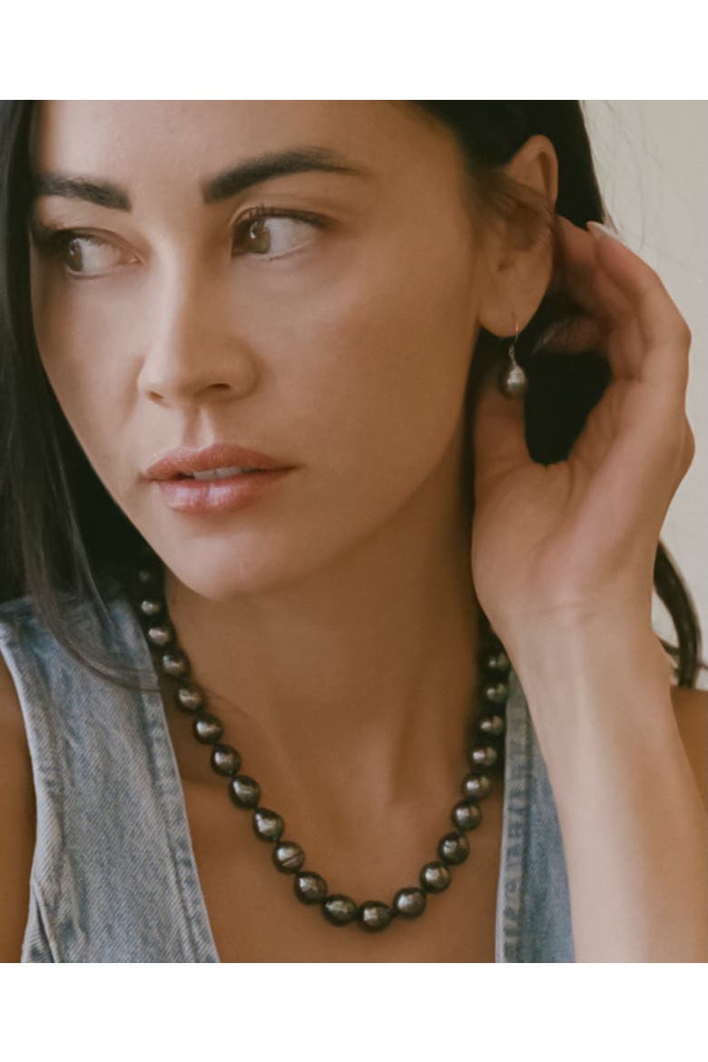 8-10mm Dark Tahitian South Sea Baroque Pearl Necklace, Alternate, color, Sterling Silver Clasp