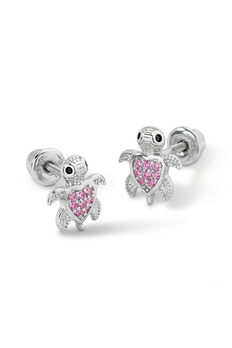 Cubic Zirconia Turtle Earrings, Main, color, Pink