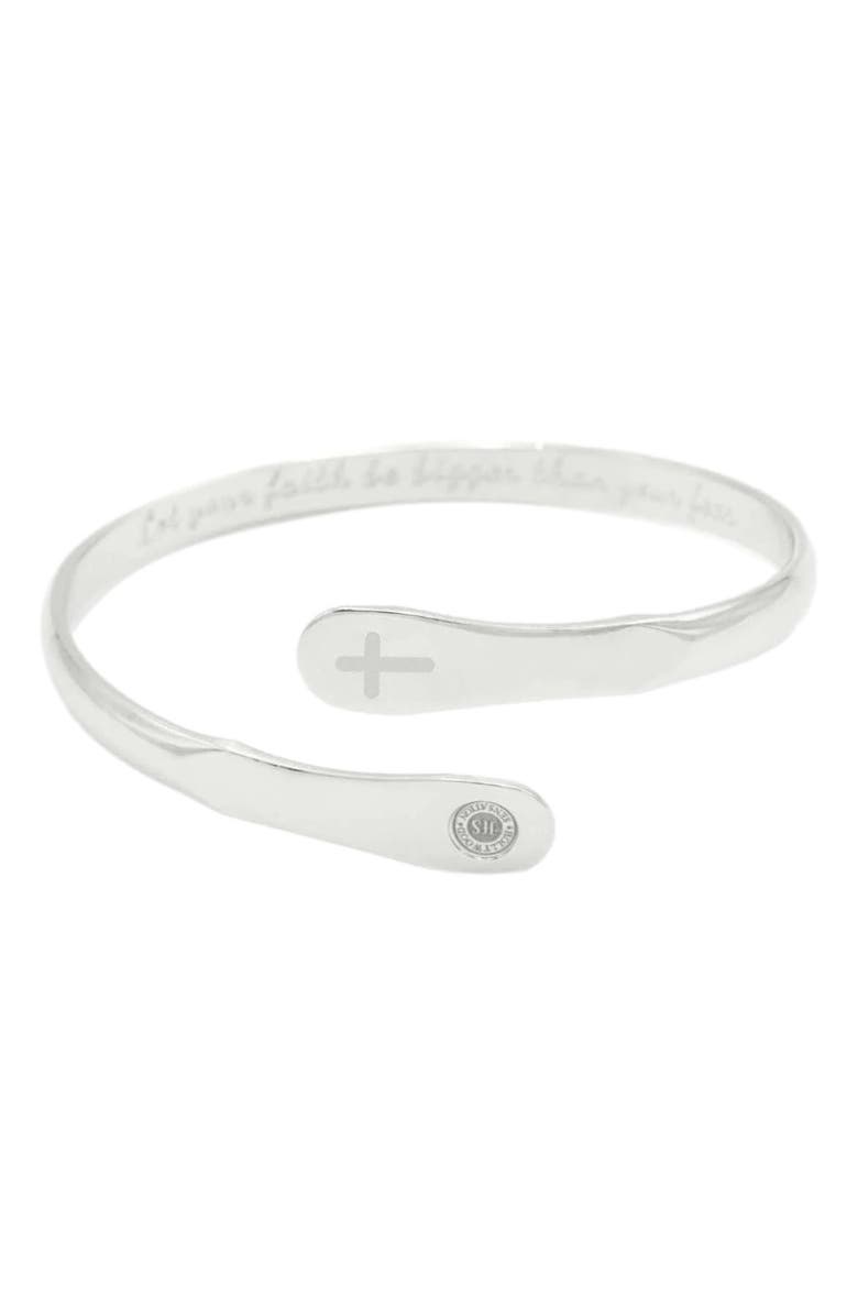Hollywood Sensation Cross Bracelets Engraved Let your faith be bigger than your fear, Main, color, Silver