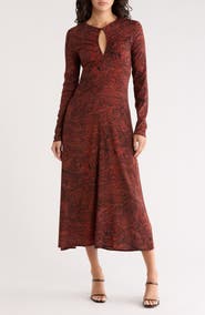Desigual Print Long Sleeve Maxi Dress