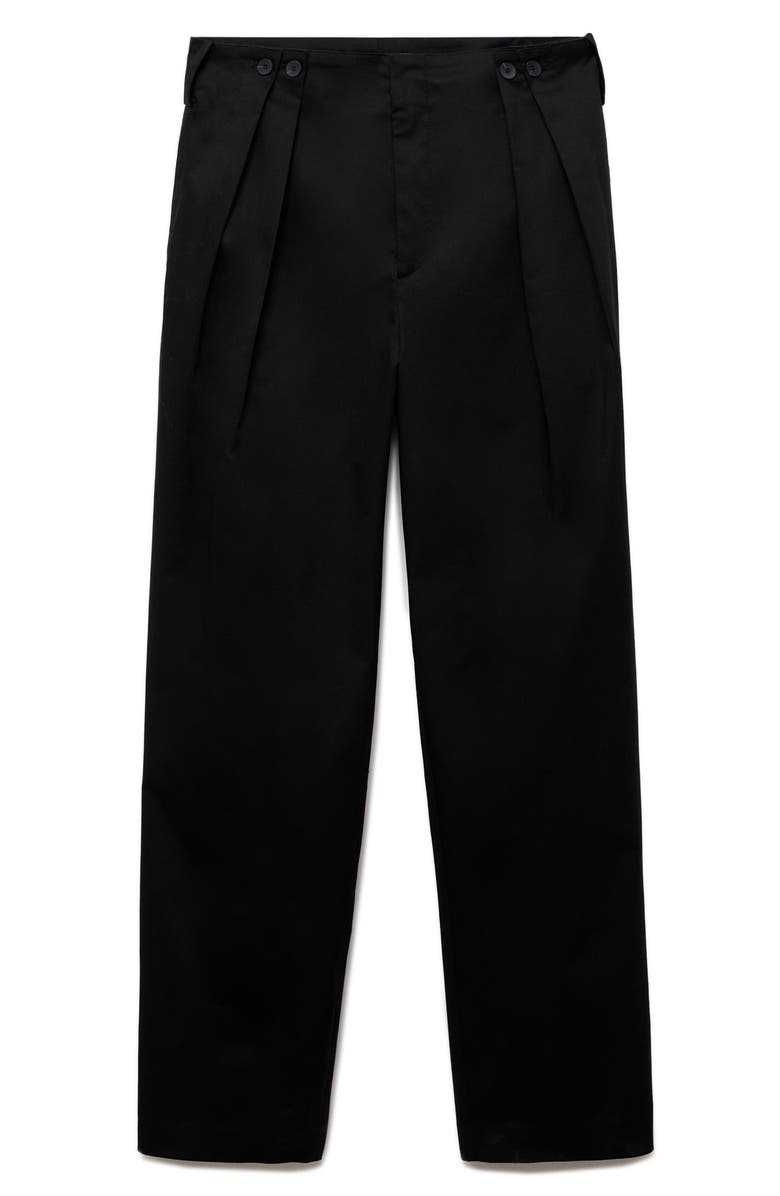 MANGO Straight Leg Cotton Pants, Alternate, color, Black