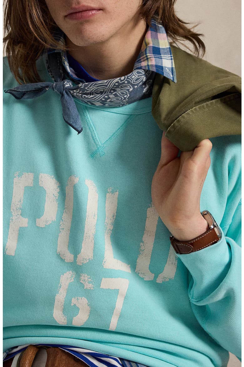 Vintage Fit Fleece Crewneck Sweatshirt, Alternate, color, SOFT AQUA