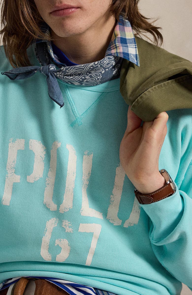 Polo Ralph Lauren Vintage Fit Fleece Crewneck Sweatshirt, Alternate, color, Soft Aqua