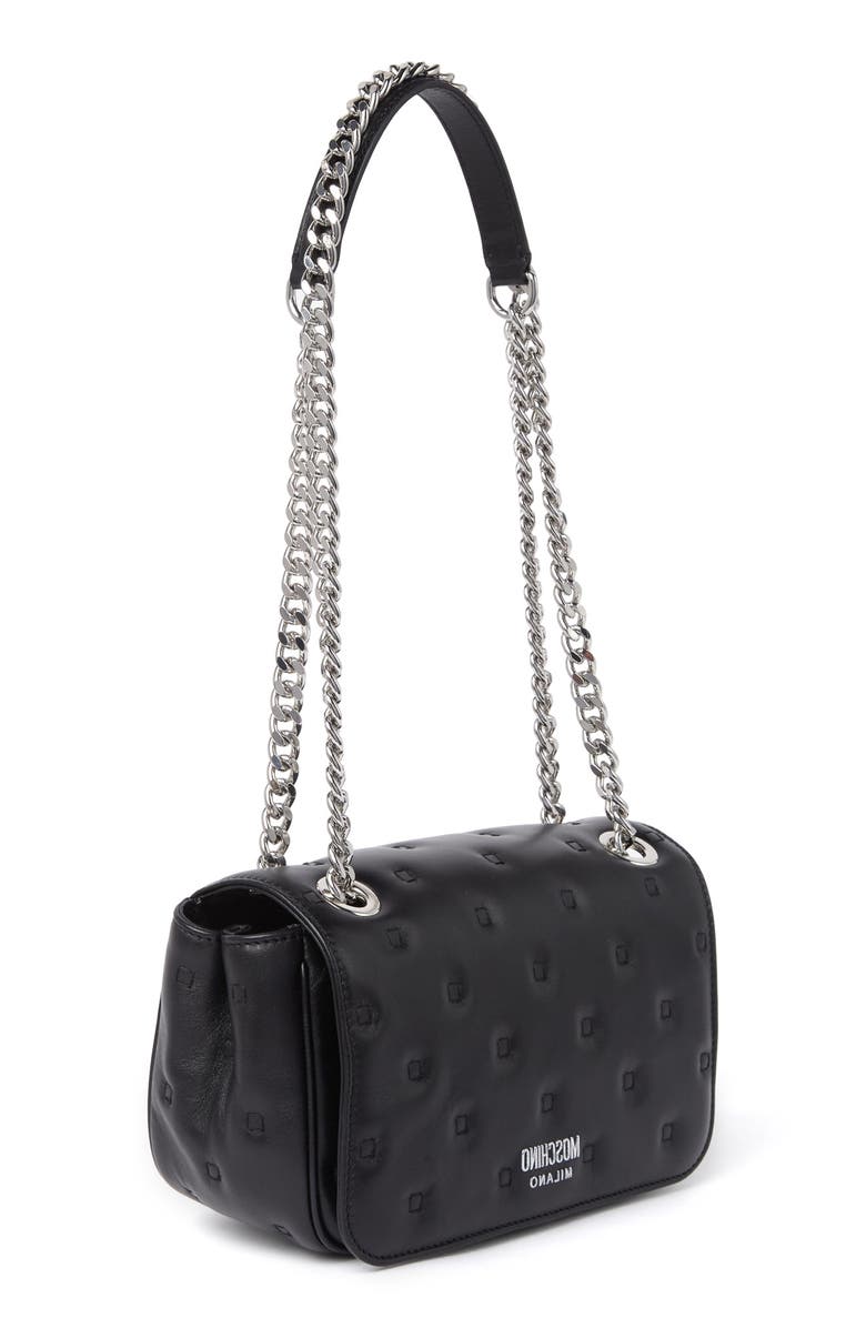 Moschino Embossed Leather Shoulder Bag, Alternate, color, 