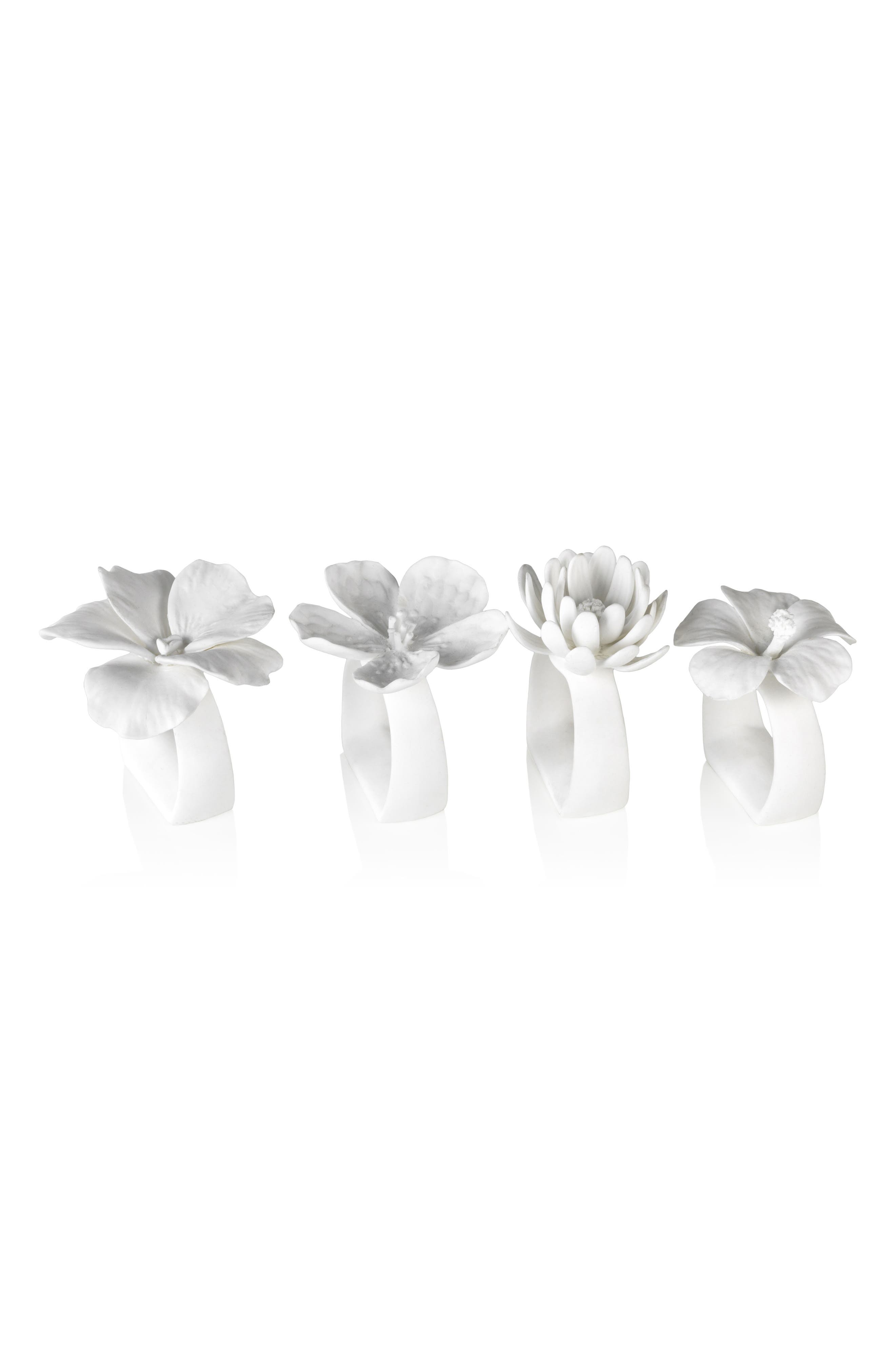 Assorted Bone China Flower Napkin Rings