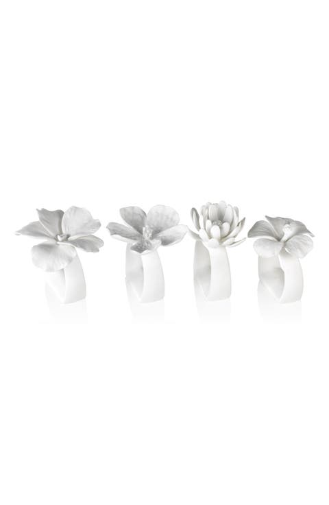 Assorted Bone China Flower Napkin Rings